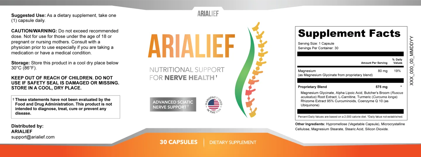 Arialief Supplement Facts Panel